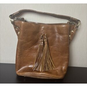 Patricia Nash Handbag Otavia Italian Leather Brown Distressed Bucket Crossbody